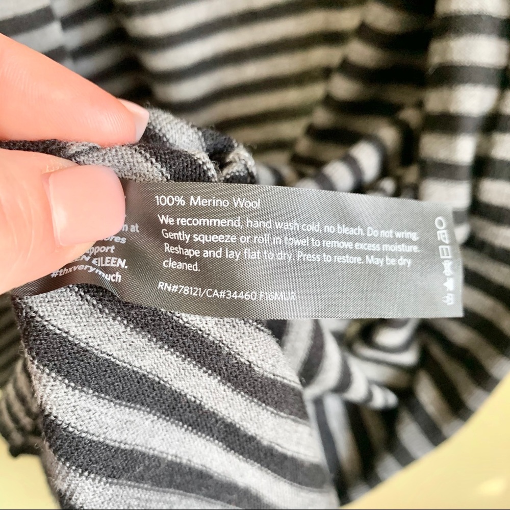 NWT EILEEN FISHER Striped Wool Open Cardigan - Picture 7 of 7